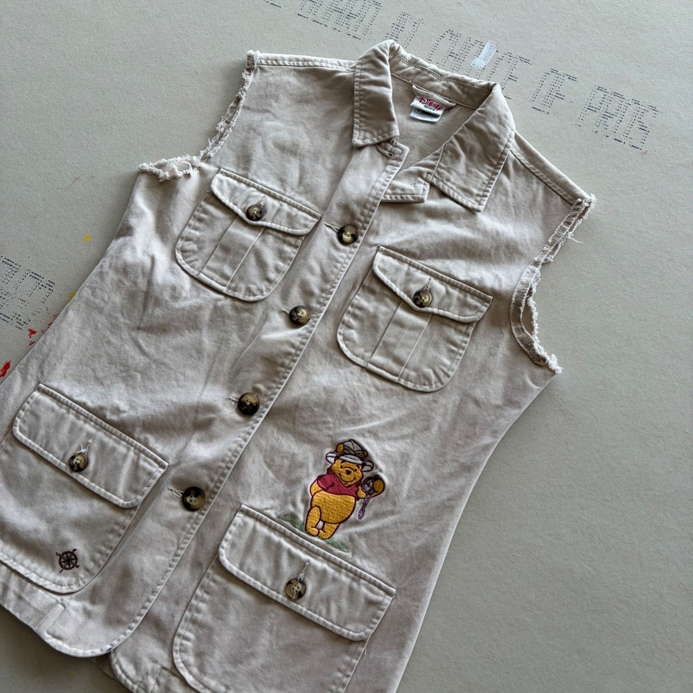 Vintage 90s Disney Store Winnie The Pooh Jesus Canvas Utility Vest